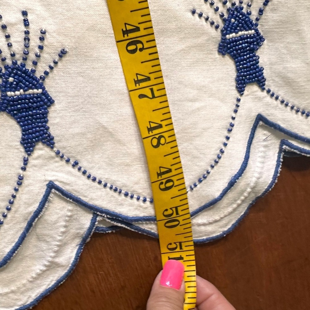FARM Rio Sea of Fish Ankle Dress NWOT SZ Small Off-White Blue Embroidered Cutout - Picture 9 of 14